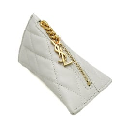 Saint Laurent Quilting 669925 Women's Leather Coin Purse/coin Case Off-white