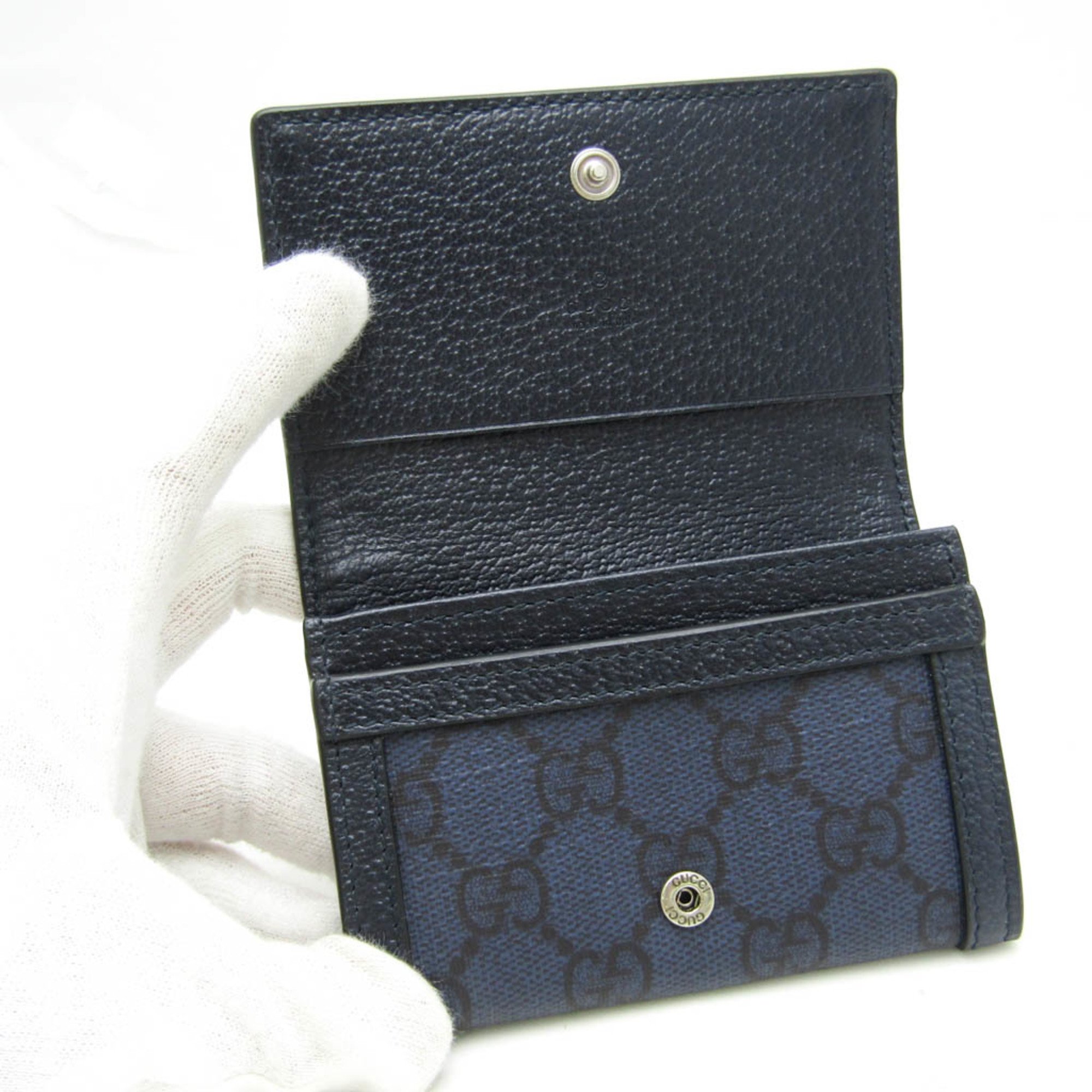 Gucci Ophidia 763286 GG Supreme Card Case Navy