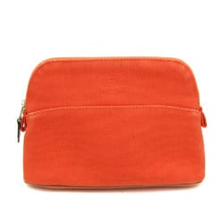 Hermes Bolide Mini Women's Cotton,Leather Pouch Brown,Orange