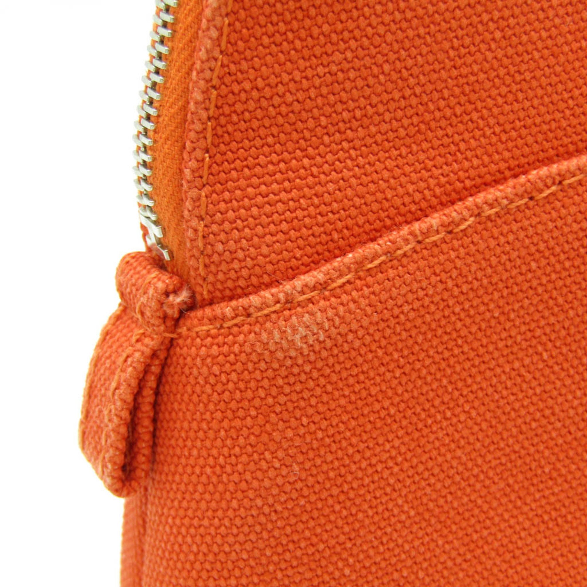 Hermes Bolide Mini Women's Cotton,Leather Pouch Brown,Orange