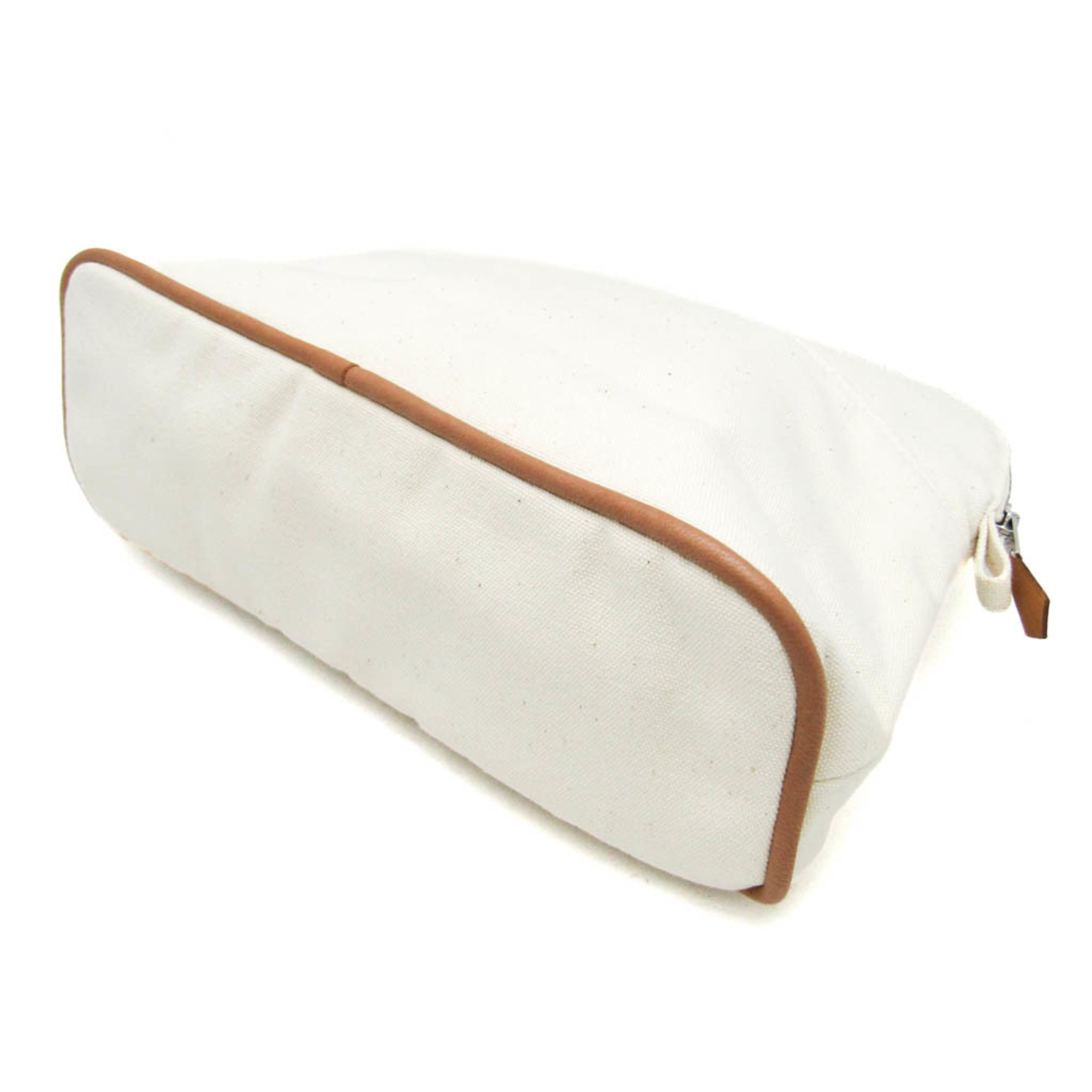 Hermes Bolide MM Women,Men Cotton,Leather Pouch Off-white