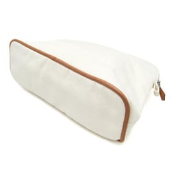 Hermes Bolide MM Women,Men Cotton,Leather Pouch Off-white