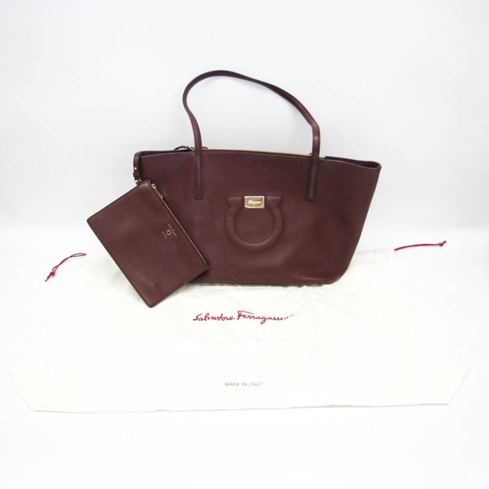 Salvatore Ferragamo Gancini GU-21 H019 Women's Leather Tote Bag Bordeaux