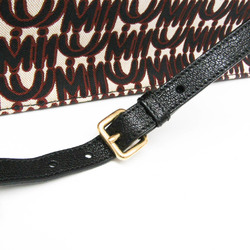 Miu Miu Madras Full Logo Women's Leather,Jacquard Shoulder Bag,Tote Bag Black,Brown,Cream