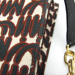 Miu Miu Madras Full Logo Women's Leather,Jacquard Shoulder Bag,Tote Bag Black,Brown,Cream