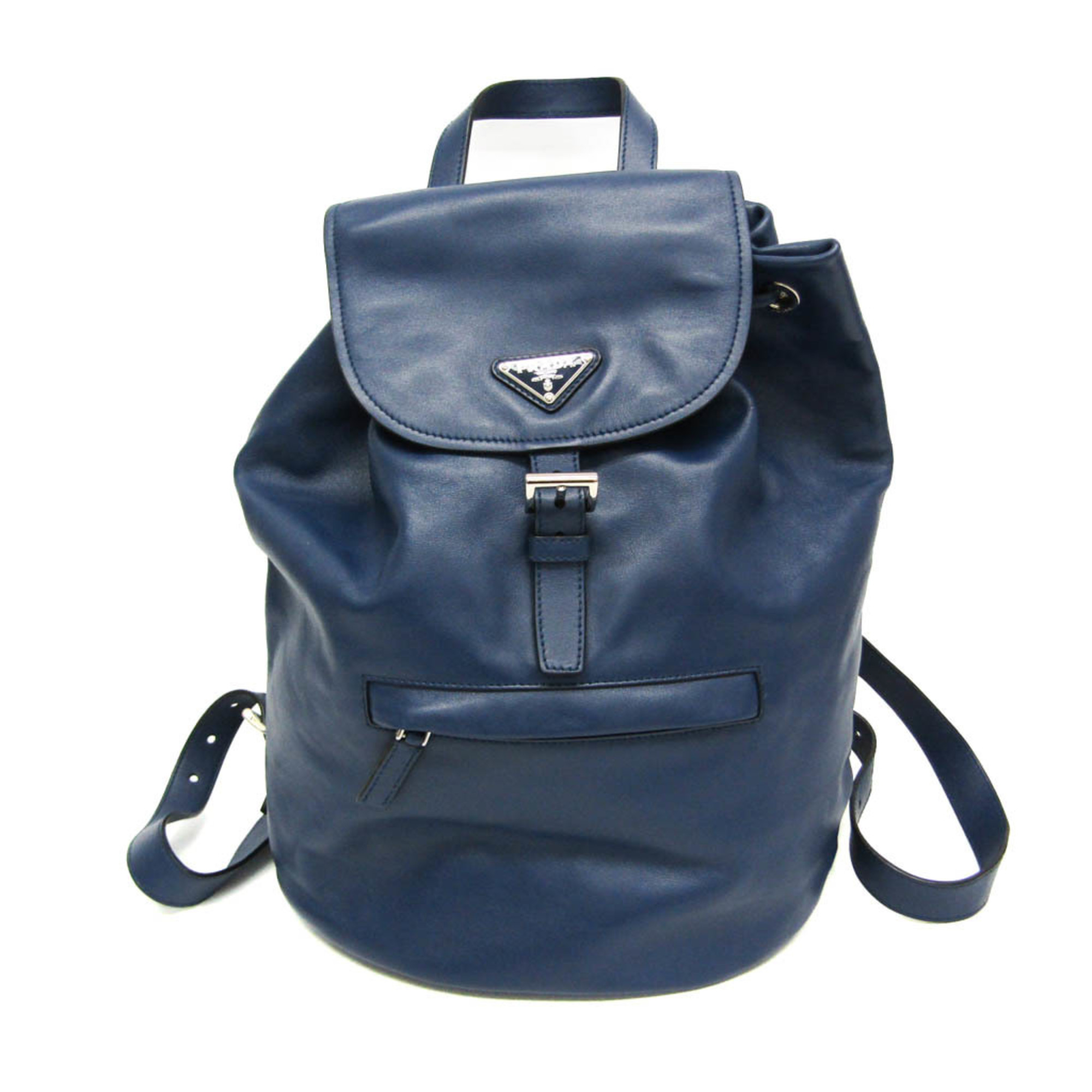 Prada Men,Women Leather Backpack Blue