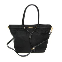 Prada Women's Leather,Nylon Shoulder Bag,Tote Bag Black