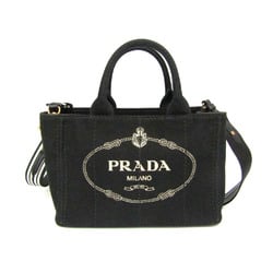 Prada Canapa 1BG439 Women's Denim Handbag,Shoulder Bag Nero,Talco