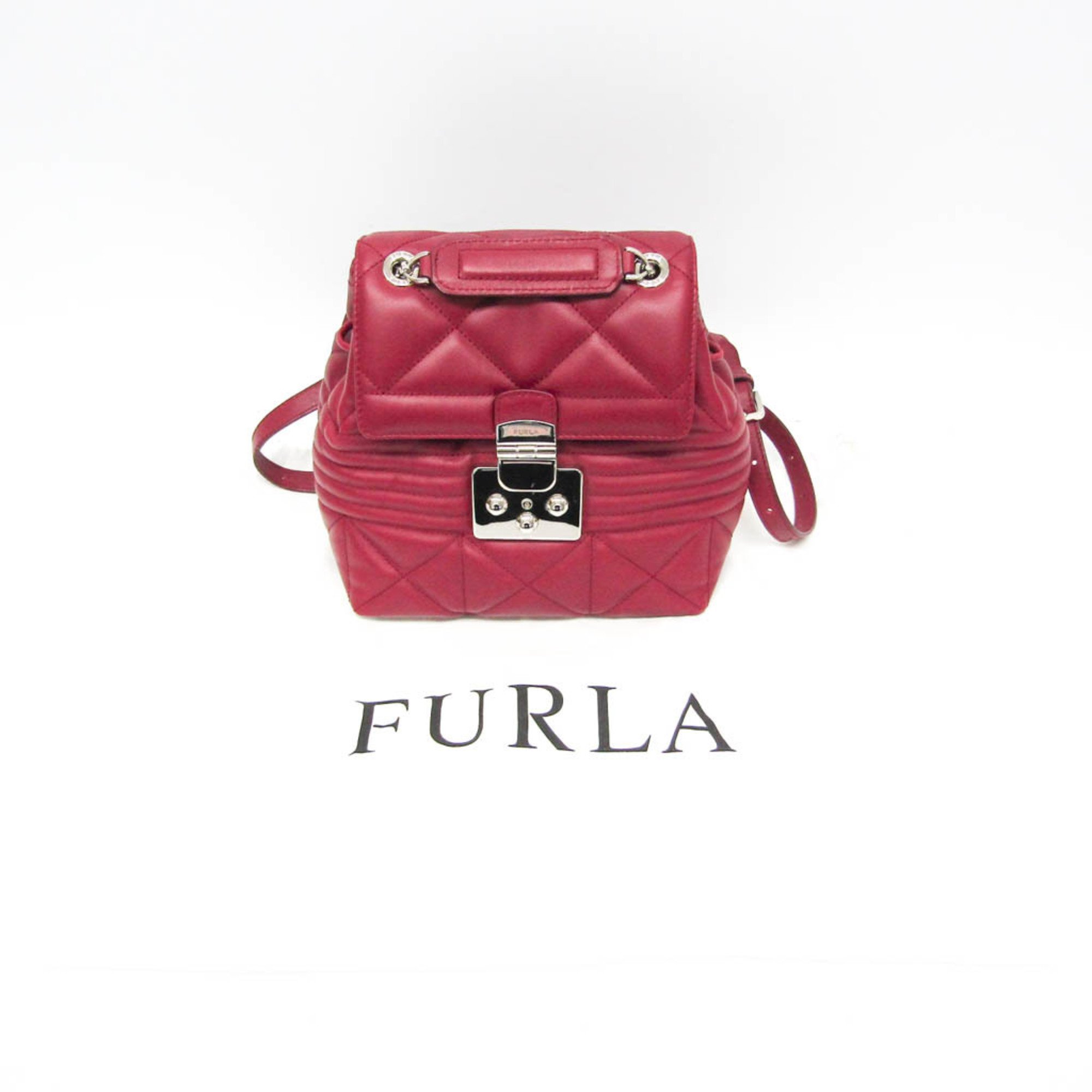 Furla Fortuna F7723 Women's Leather Backpack Red Color