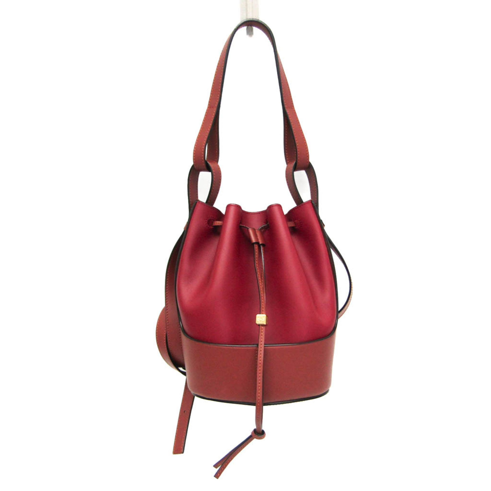 Loewe Balloon 326.76AC31 Women's Leather Shoulder Bag Brown,Red Color