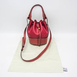 Loewe Balloon 326.76AC31 Women's Leather Shoulder Bag Brown,Red Color