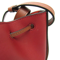 Loewe Balloon 326.76AC31 Women's Leather Shoulder Bag Brown,Red Color