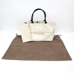 Bottega Veneta ARCO Tote Women's Canvas,Leather Tote Bag Off-white