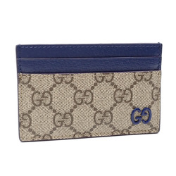 Gucci GG Detail Card Case Supreme Men's Beige Ebony Blue PVC 68248 FACQC 9751 A213833