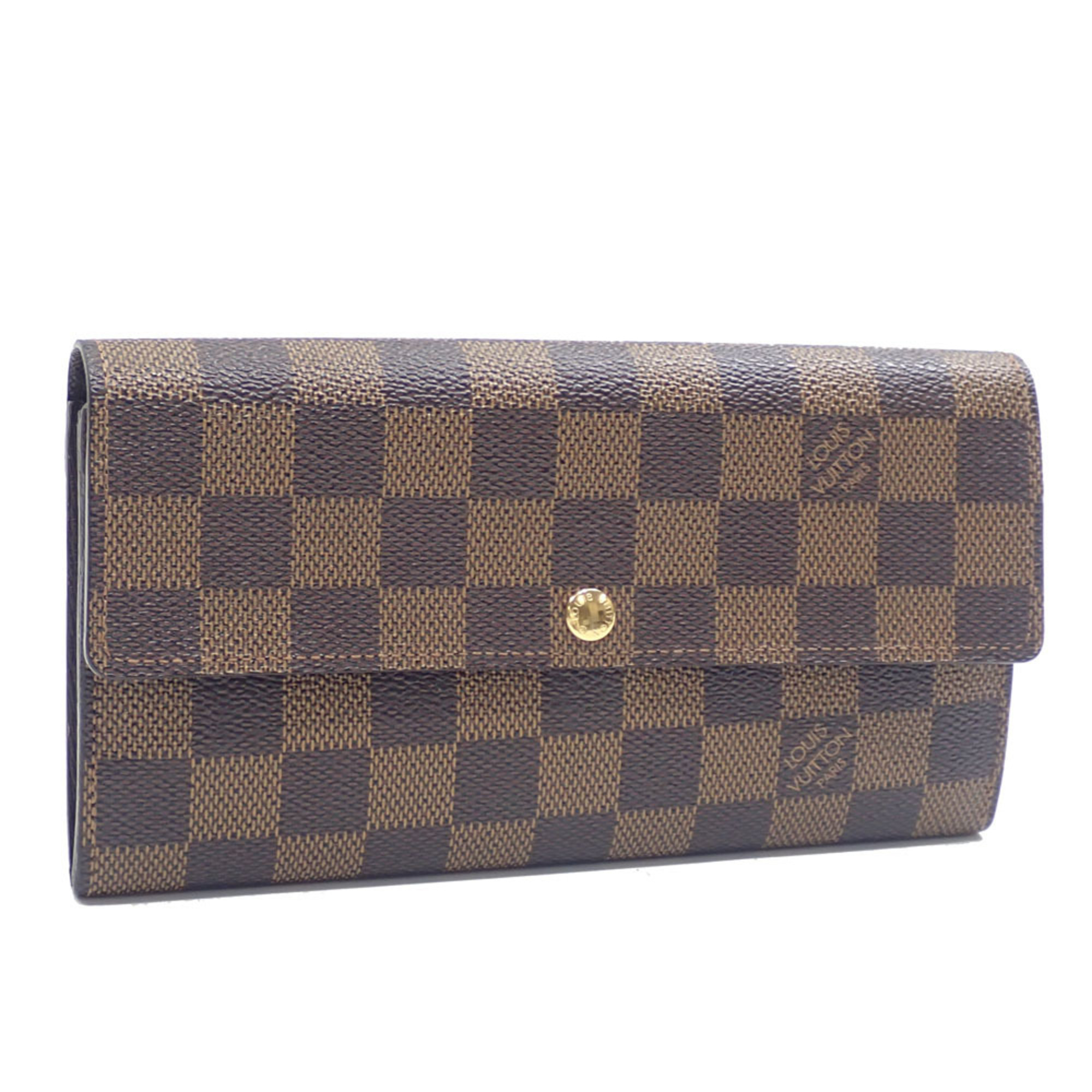 Louis Vuitton Bi-fold Long Wallet Damier Ebene Portefeuille Sarah Women's N61734 A213985