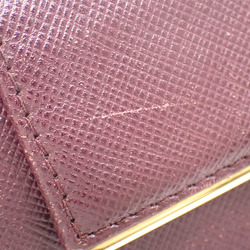 Prada Women's Bi-fold Wallet Purple Saffiano Leather M523 Double Flap A213805