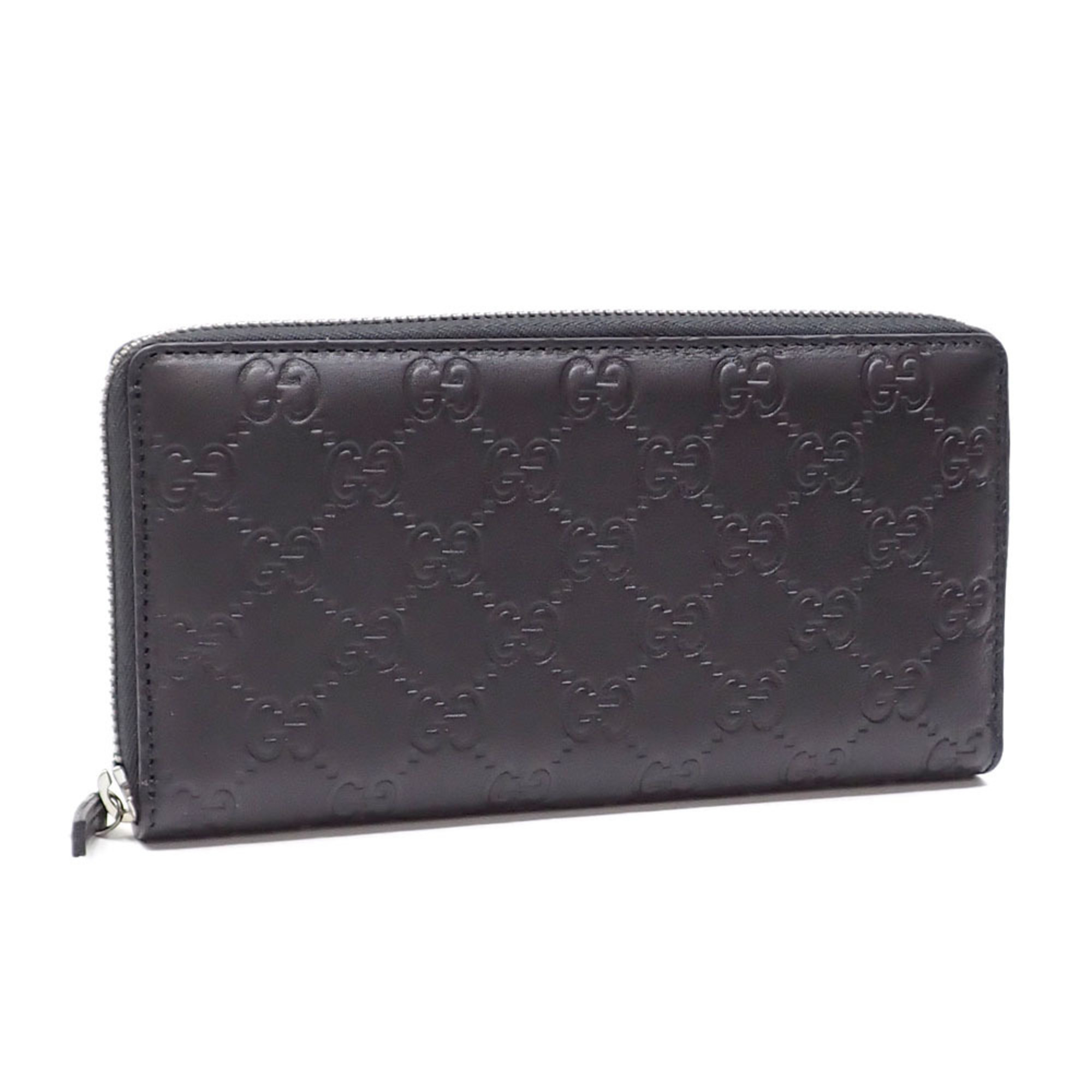 Gucci Round Long Wallet Guccissima Women's Black Leather 244994 A213974