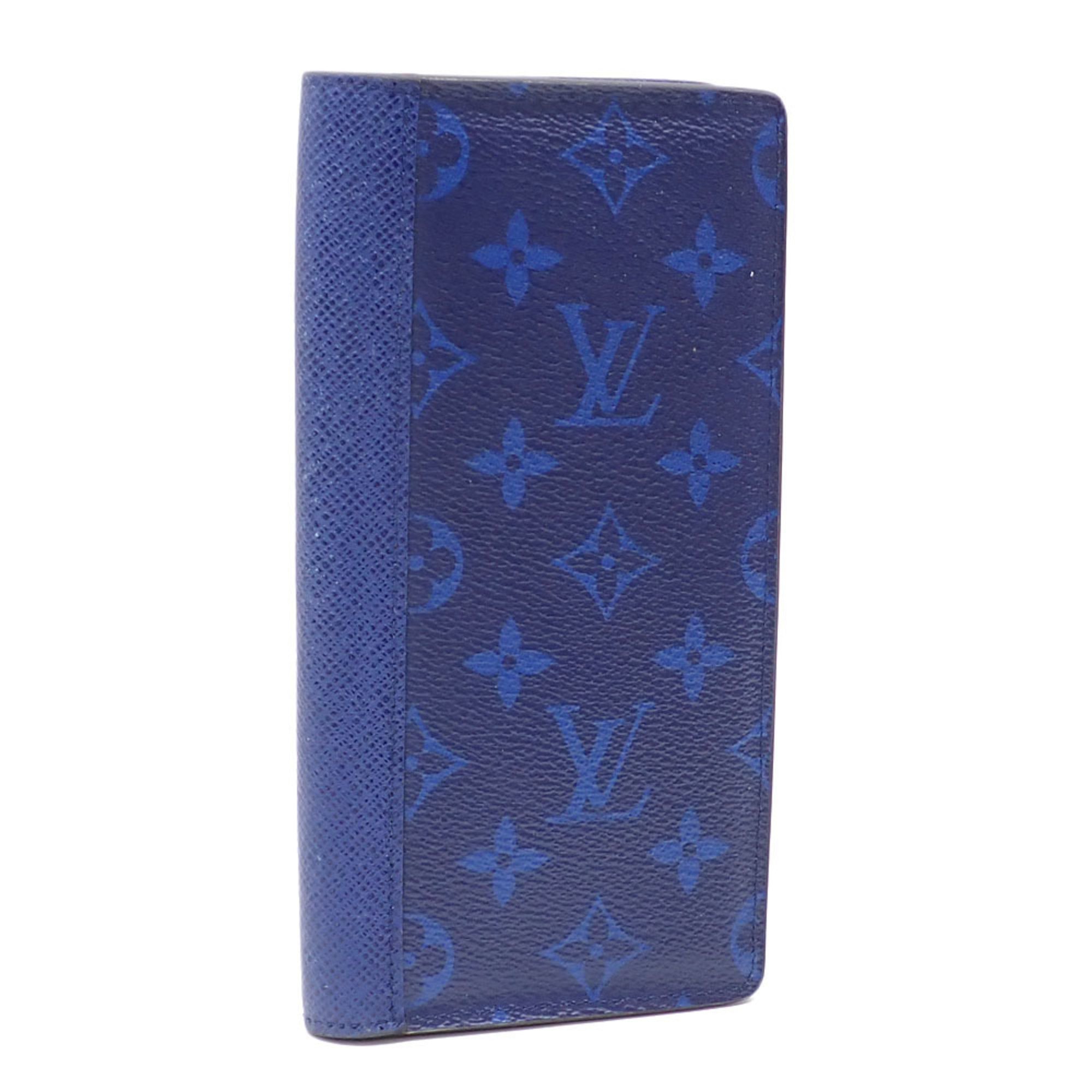 Louis Vuitton Bi-fold Long Wallet Taigarama Portefeuille Brazza Men's M30297 Cobalt A213939