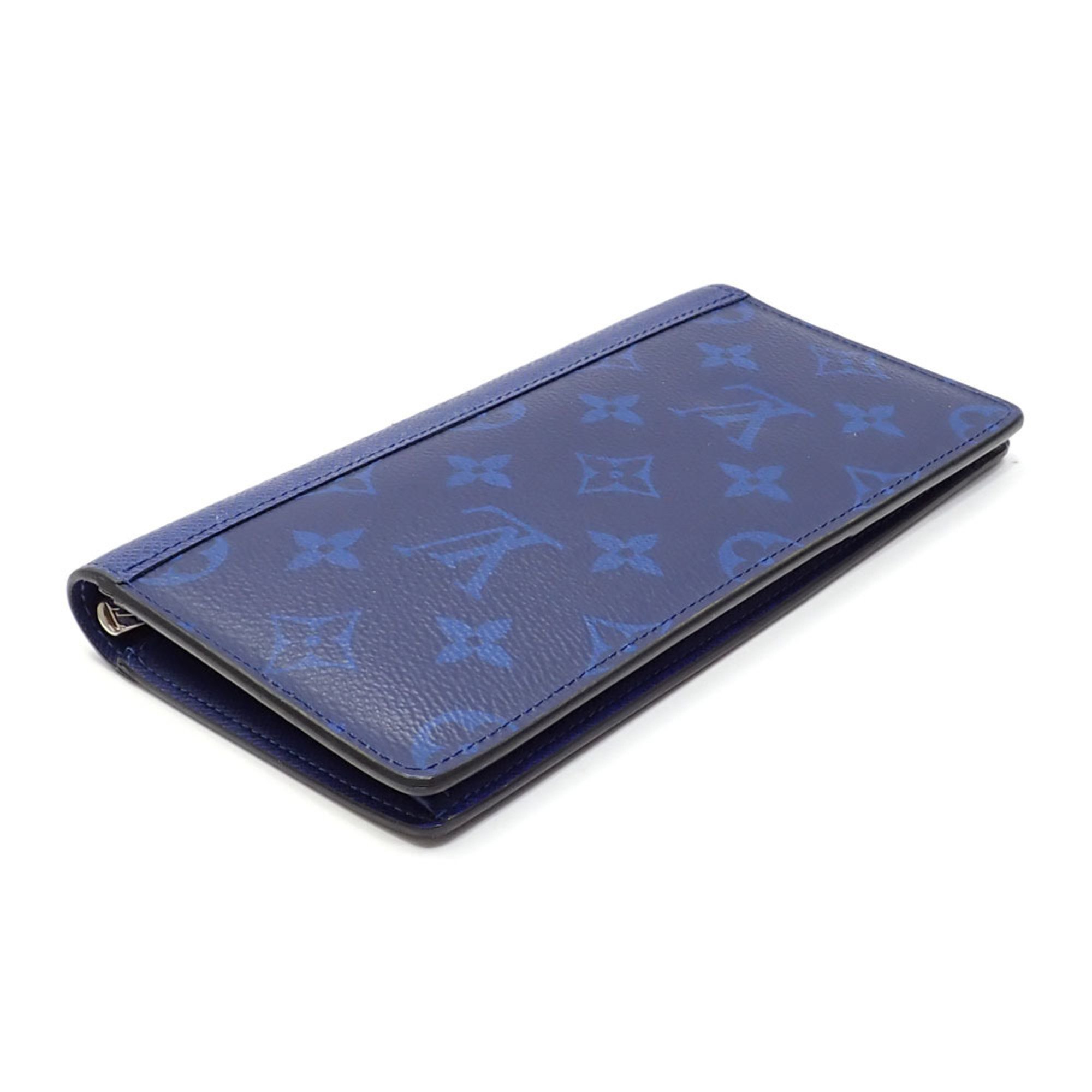 Louis Vuitton Bi-fold Long Wallet Taigarama Portefeuille Brazza Men's M30297 Cobalt A213939