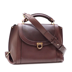 Salvatore Ferragamo Handbag Soft Sophia Saddle Women's Brown Leather RG-21 G395 Shoulder A213886