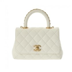 CHANEL Chanel Matelasse XXS Chain Shoulder White AS2215 Women's Caviar Skin Handbag