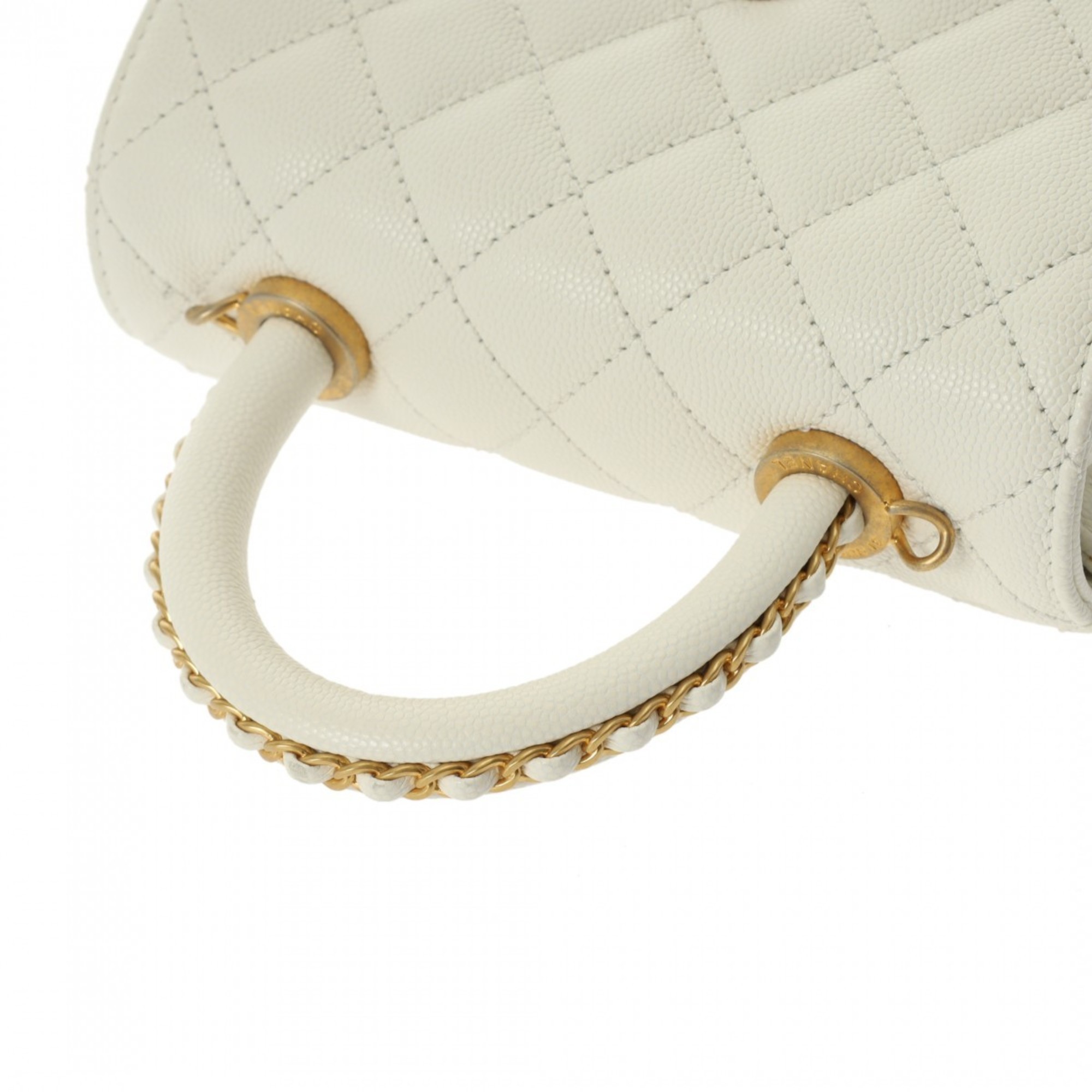 CHANEL Chanel Matelasse XXS Chain Shoulder White AS2215 Women's Caviar Skin Handbag