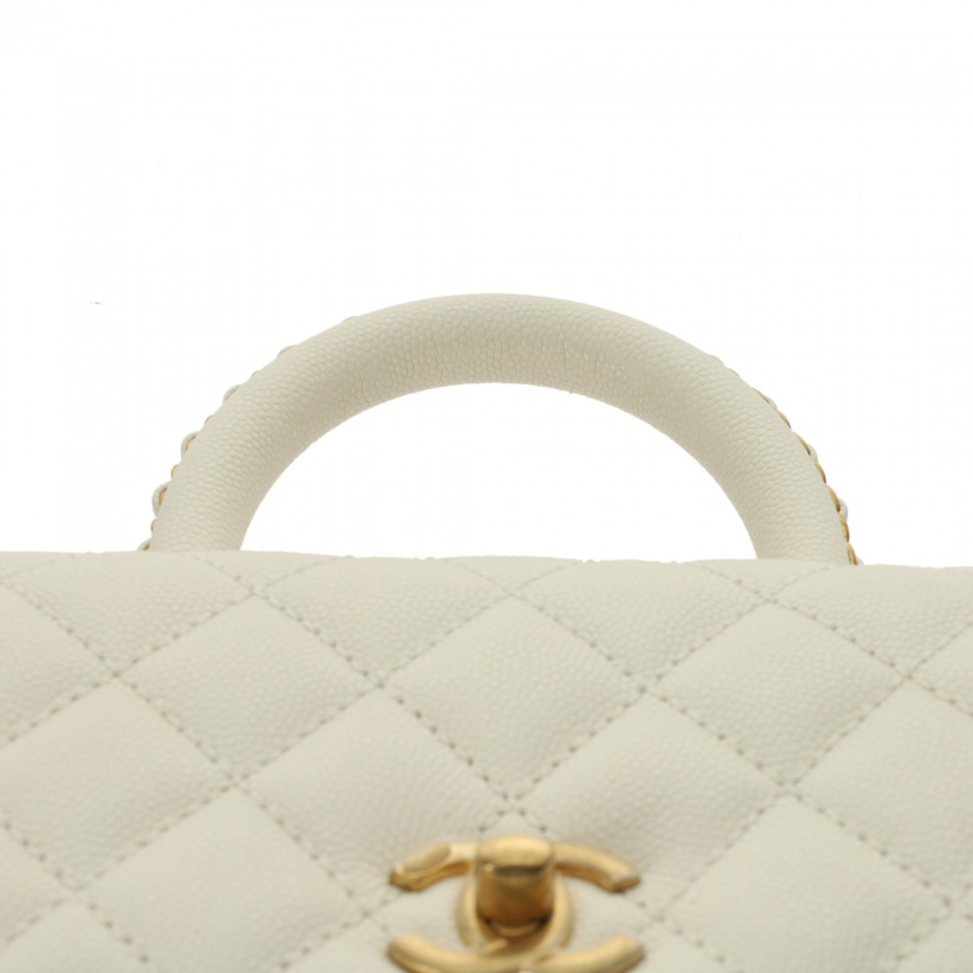 CHANEL Chanel Matelasse XXS Chain Shoulder White AS2215 Women's Caviar Skin Handbag