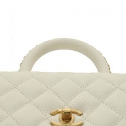 CHANEL Chanel Matelasse XXS Chain Shoulder White AS2215 Women's Caviar Skin Handbag