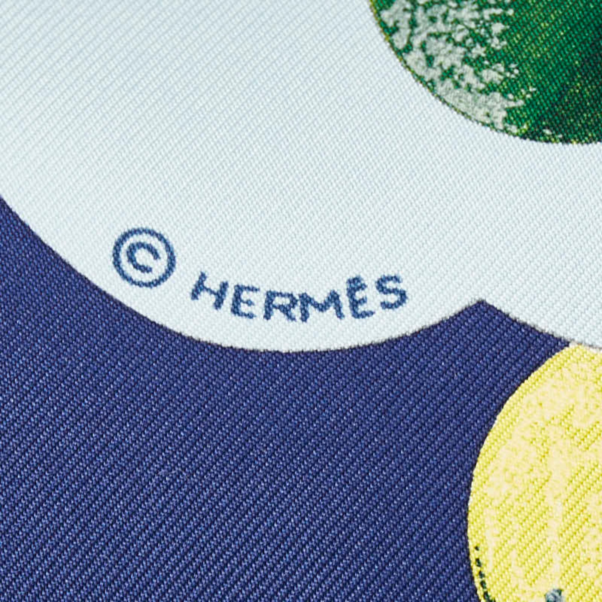 Hermes Carre 90 THE ALFEE AUBE LIBRE COMME L' ANGE Yoake Alfie Collaboration 25th Anniversary Scarf Muffler Navy Multicolor Silk Women's HERMES