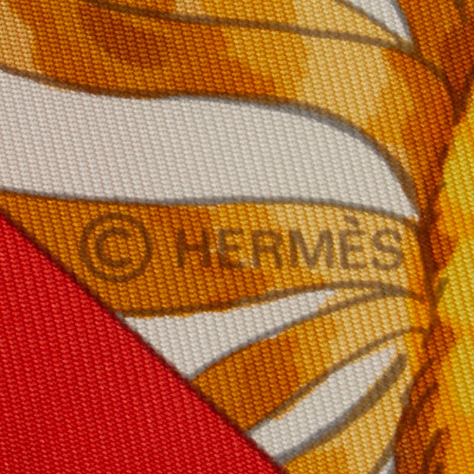 Hermes Carre 90 Flower Sunflower Print Scarf Muffler Orange Multicolor Silk Women's HERMES