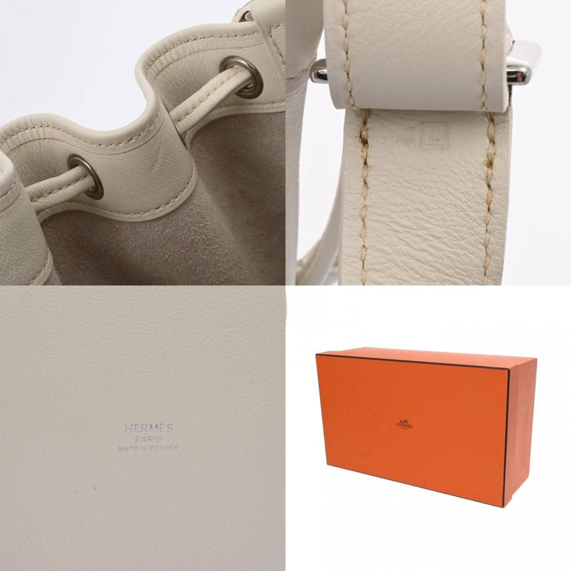 HERMES Hermes Market PM White □L Stamp (around 2008) Women's Swift Leather Shoulder Bag