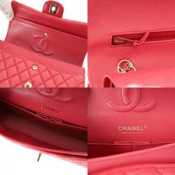 CHANEL Chanel Matelasse Chain Shoulder Double Flap 25cm Pink A01112 Women's Caviar Skin Bag