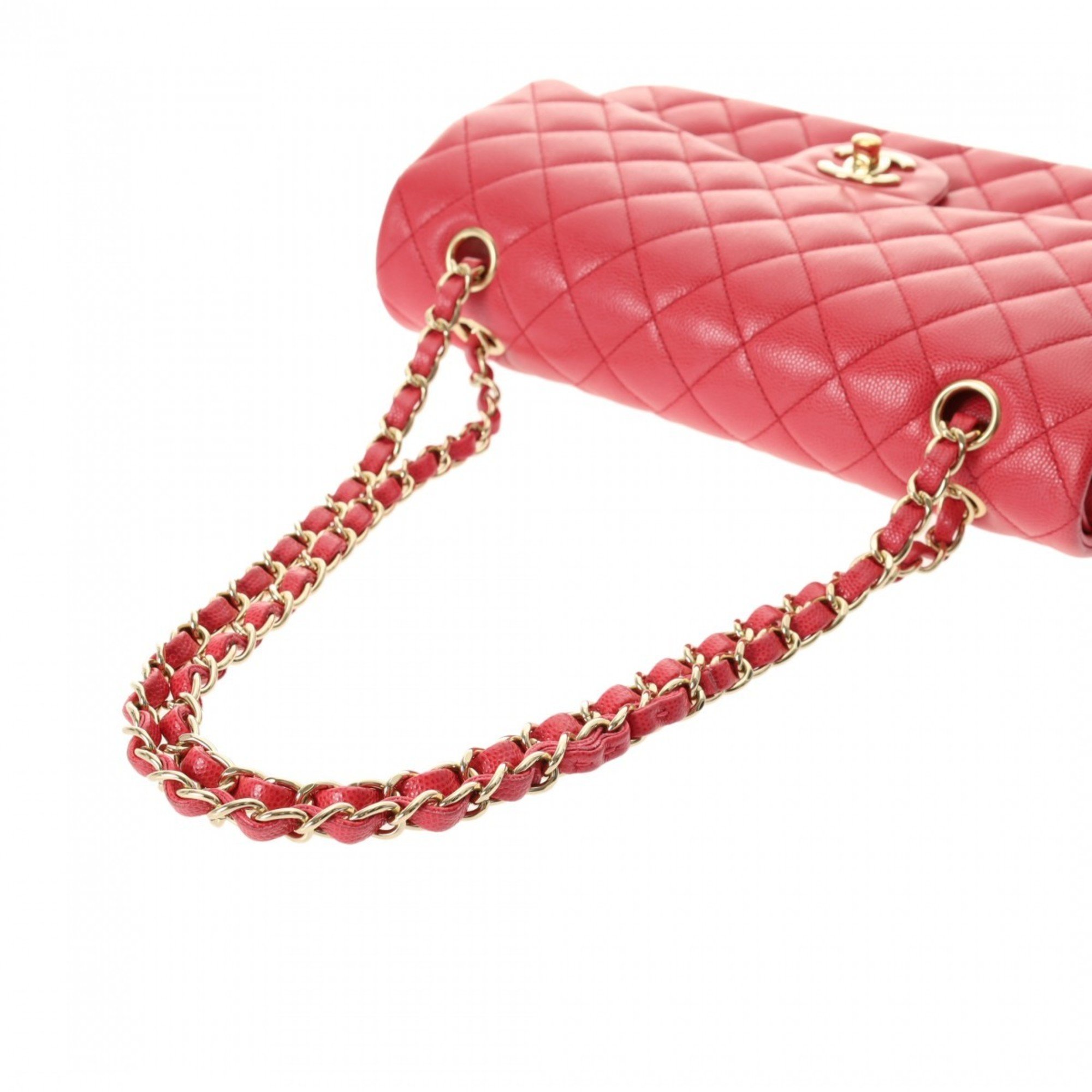 CHANEL Chanel Matelasse Chain Shoulder Double Flap 25cm Pink A01112 Women's Caviar Skin Bag