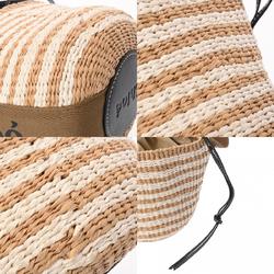 Chloé Chloe Woody Small Bucket Black/White/Beige Women's Nylon Raffia Leather Shoulder Bag