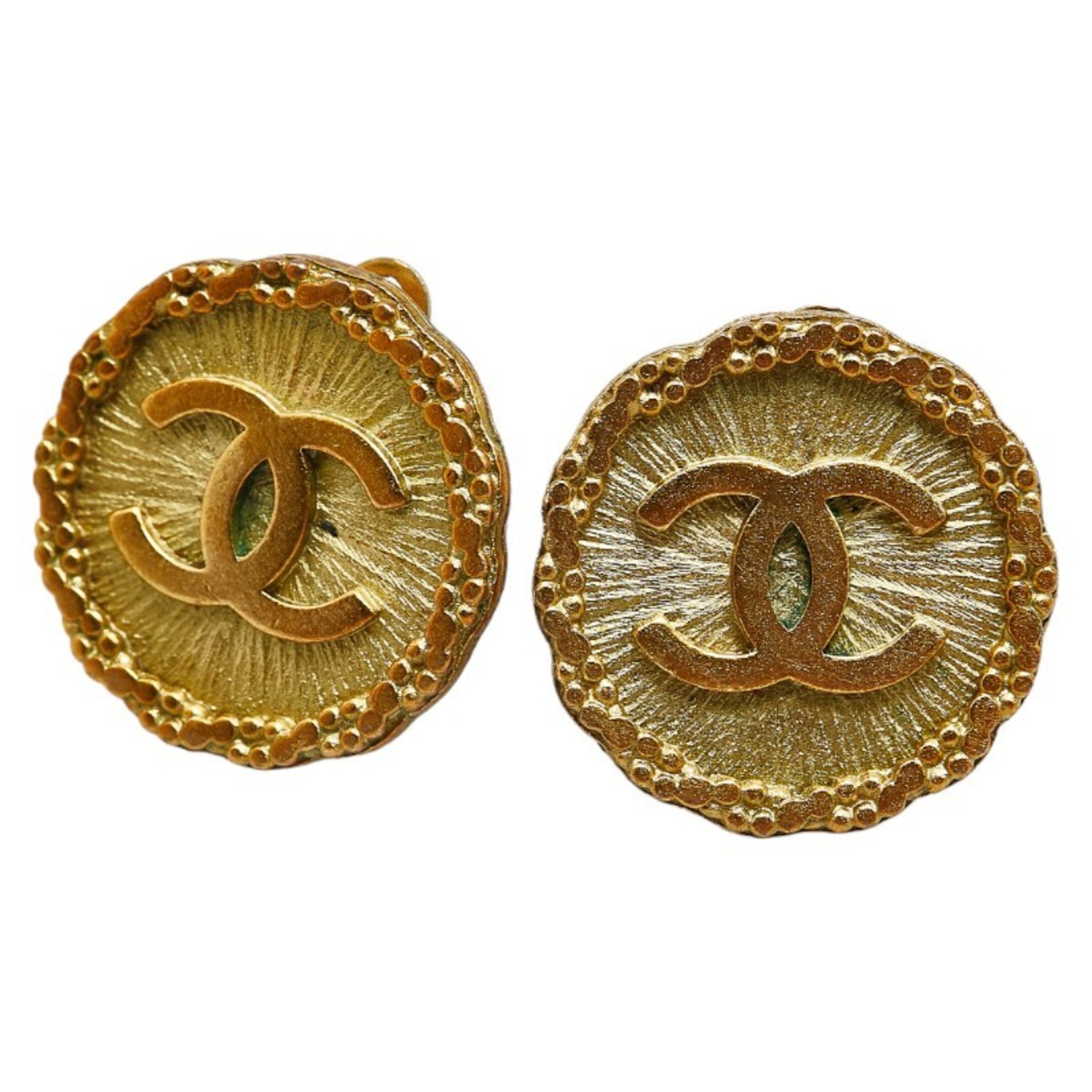 Chanel Coco Mark Earrings, Plated, Women's, CHANEL