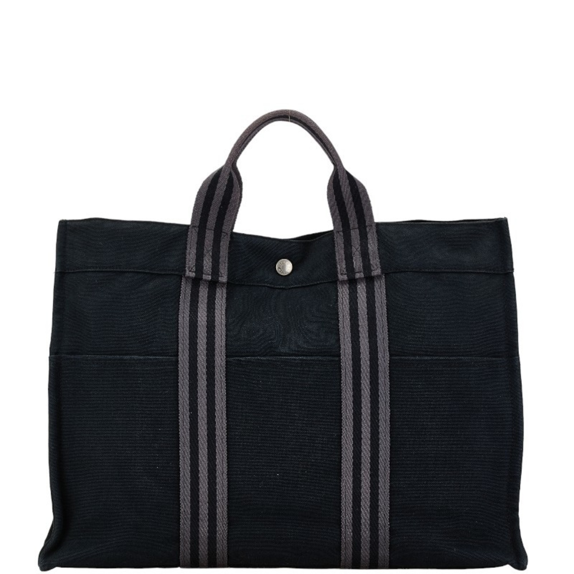 Hermes Fruit MM Handbag Tote Bag Black Canvas Women's HERMES