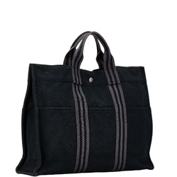 Hermes Fruit MM Handbag Tote Bag Black Canvas Women's HERMES