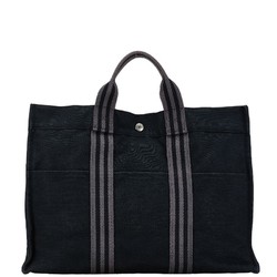 Hermes Fruit MM Handbag Tote Bag Black Canvas Women's HERMES