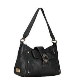 BVLGARI Plate Bag Black Leather Women's