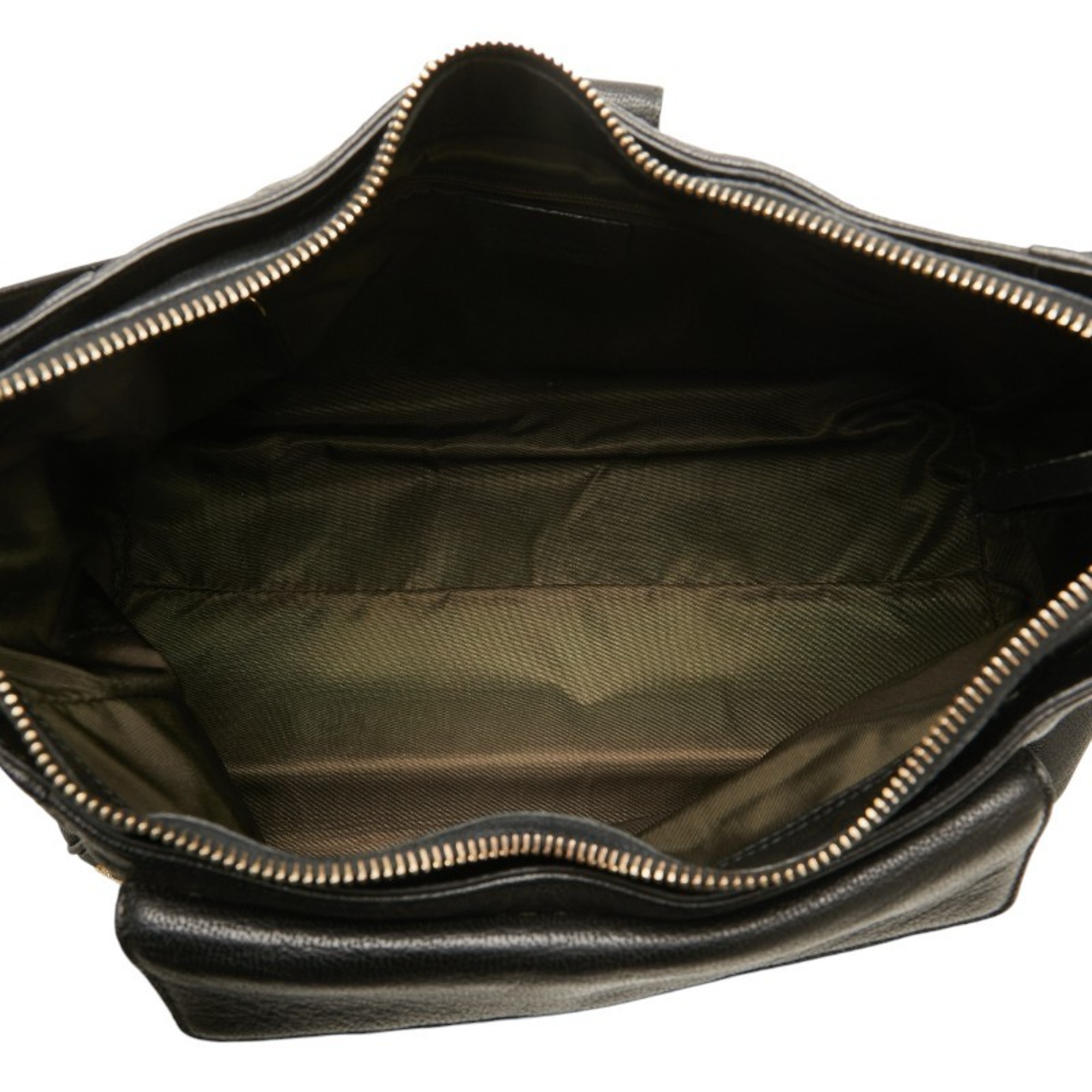 BVLGARI Plate Bag Black Leather Women's