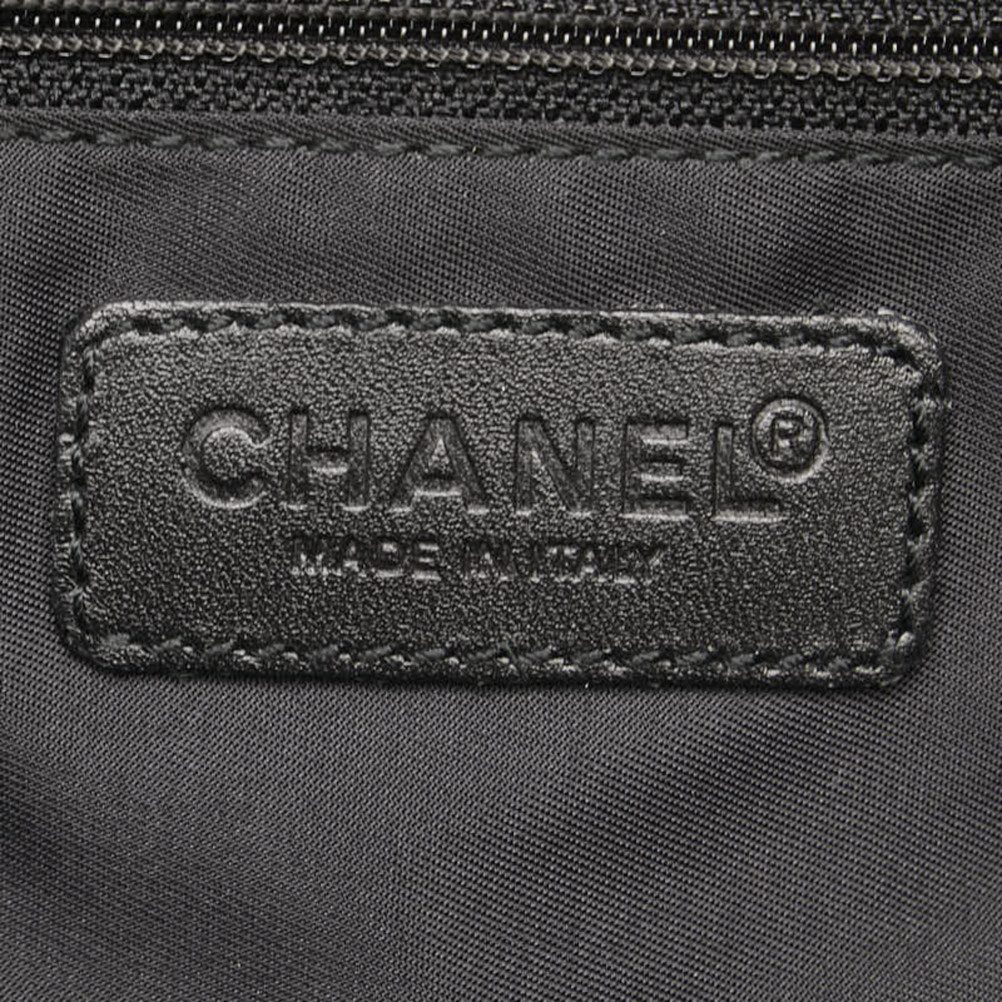 Chanel New Travel Line Handbag Boston Bag Black Canvas Leather Women's CHANEL