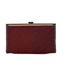 Christian Dior Dior Trotter Clutch Bag Wine Red Canvas Women's