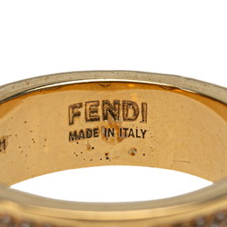 FENDI F is Rhinestone Ring #M Gold Plated Women's