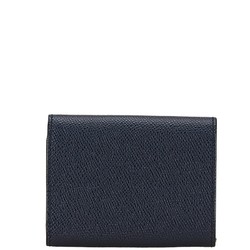 BALLY Tri-fold Compact Wallet Navy Black White Leather Men's