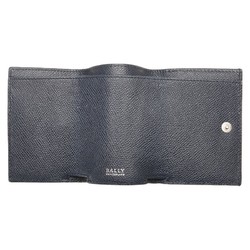 BALLY Tri-fold Compact Wallet Navy Black White Leather Men's