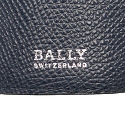 BALLY Tri-fold Compact Wallet Navy Black White Leather Men's