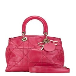 Christian Dior Dior Granville Cannage Handbag Shoulder Bag Pink Leather Women's