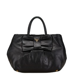 Prada Bow Handbag BN1601 Black Leather Women's PRADA