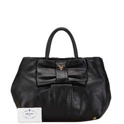 Prada Bow Handbag BN1601 Black Leather Women's PRADA