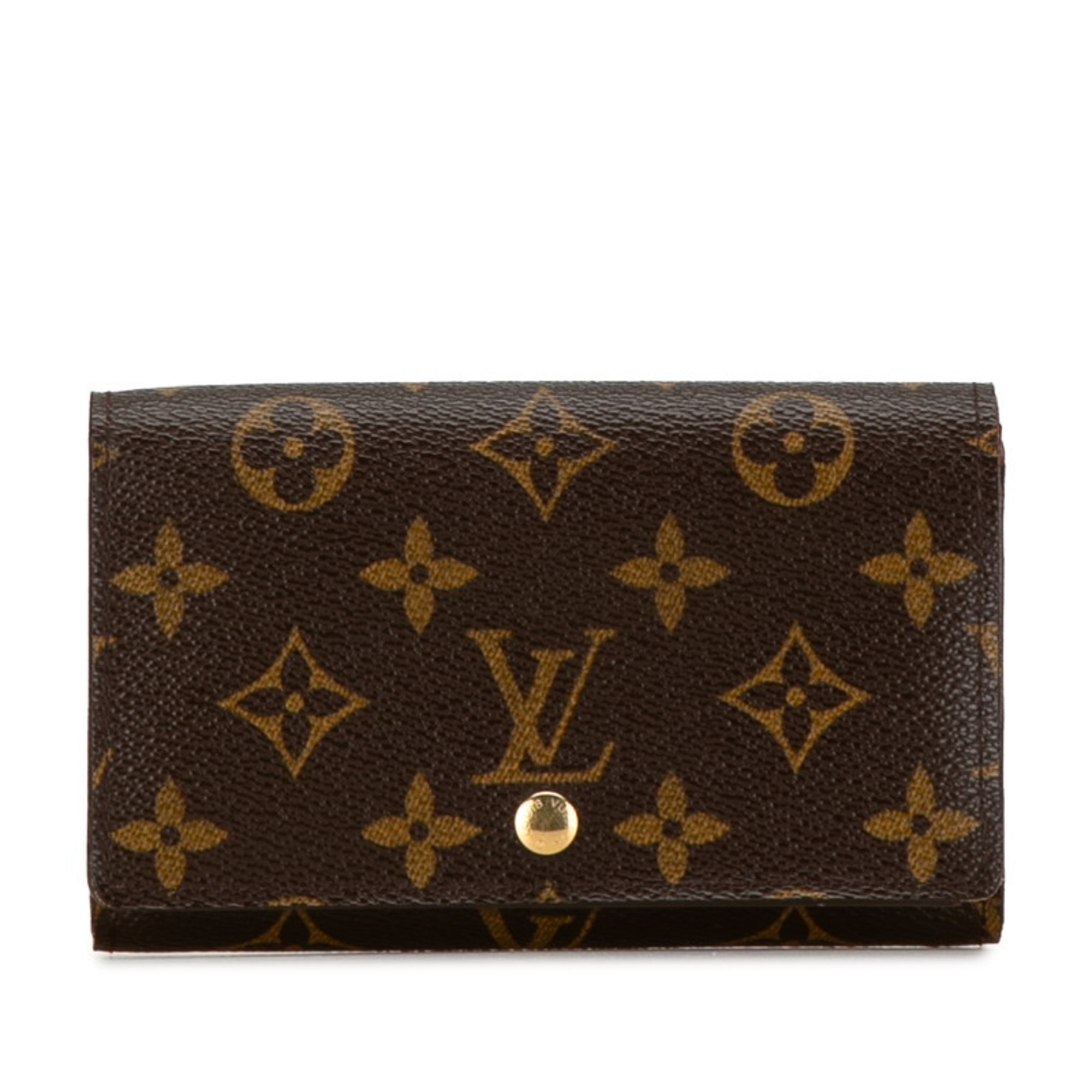 Louis Vuitton Monogram Porte Monnaie Bi-fold Wallet M61730 Brown PVC Leather Women's LOUIS VUITTON